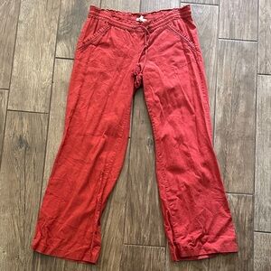 Jolt Brick Red Linen Blend Pants